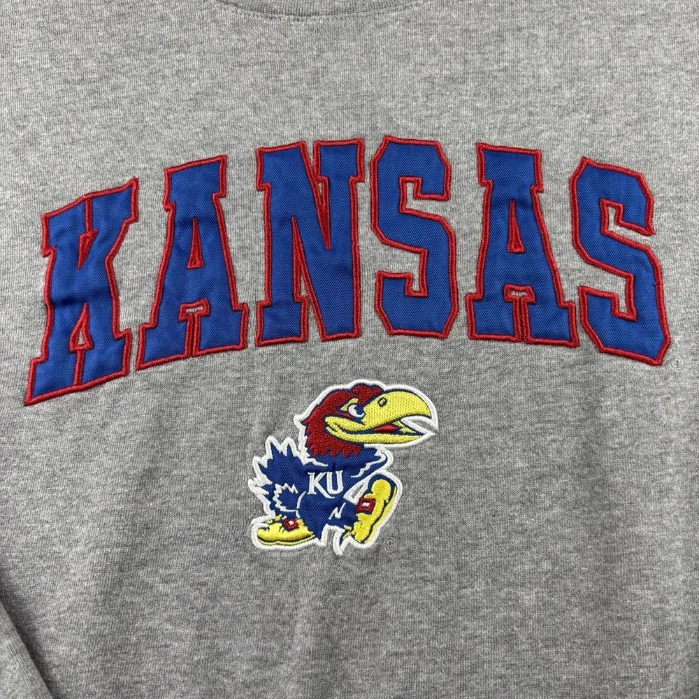 Kansas Jayhawks Basketball Sweatshirt Men Large Heather GrayColosseum Athletics